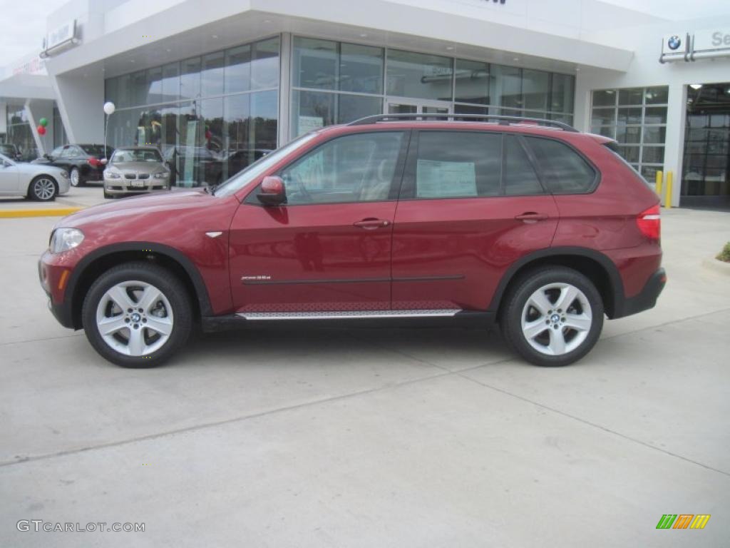 2009 X5 xDrive35d - Vermillion Red Metallic / Sand Beige Nevada Leather photo #3