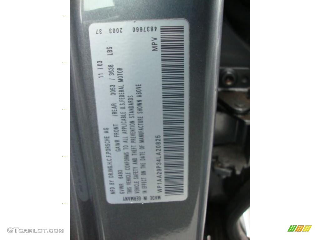 2004 Porsche Cayenne Tiptronic Info Tag Photo #41645622