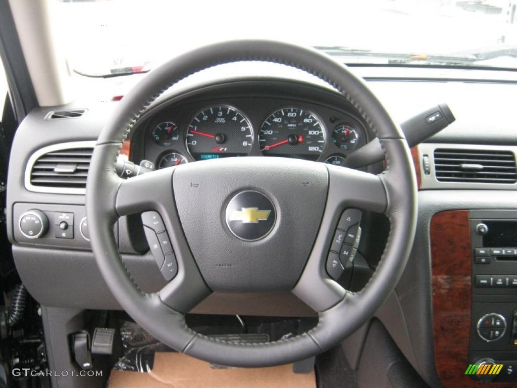 2011 Chevrolet Silverado 1500 LTZ Crew Cab 4x4 Ebony Steering Wheel Photo #41646671