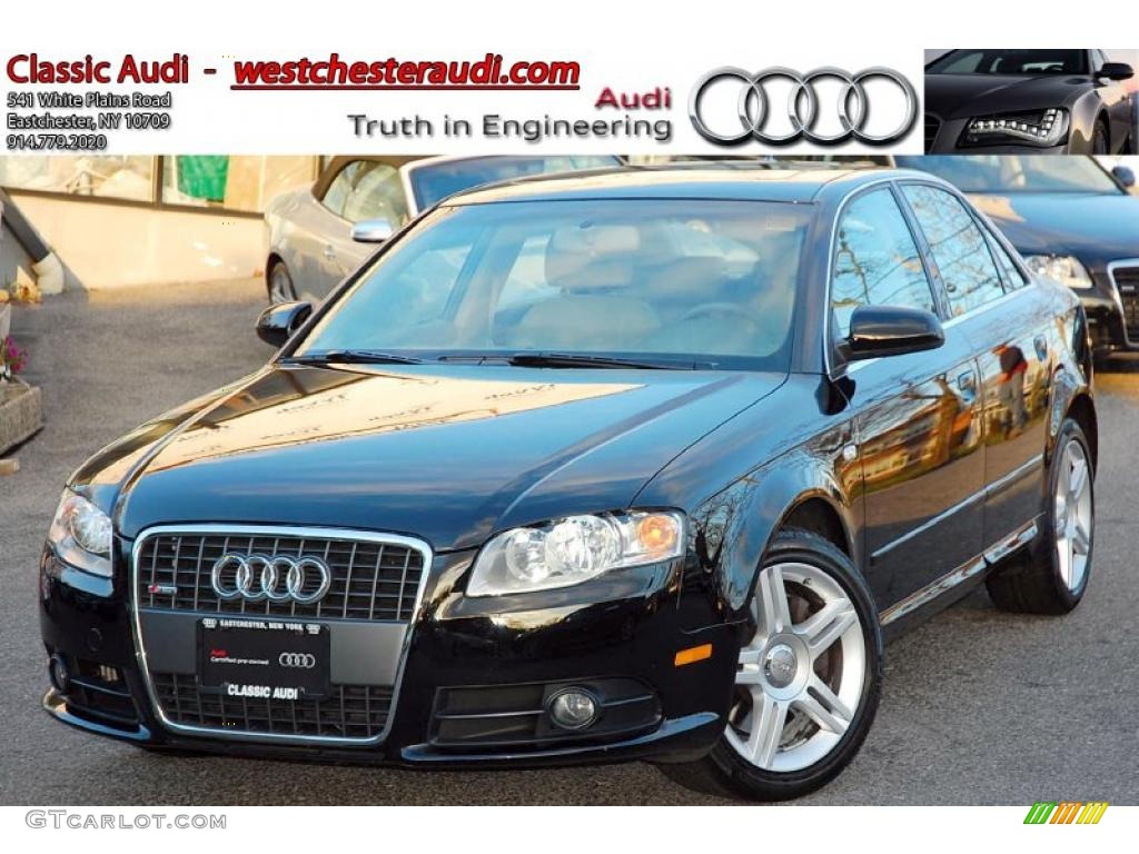 2008 A4 2.0T quattro S-Line Sedan - Brilliant Black / Beige photo #1