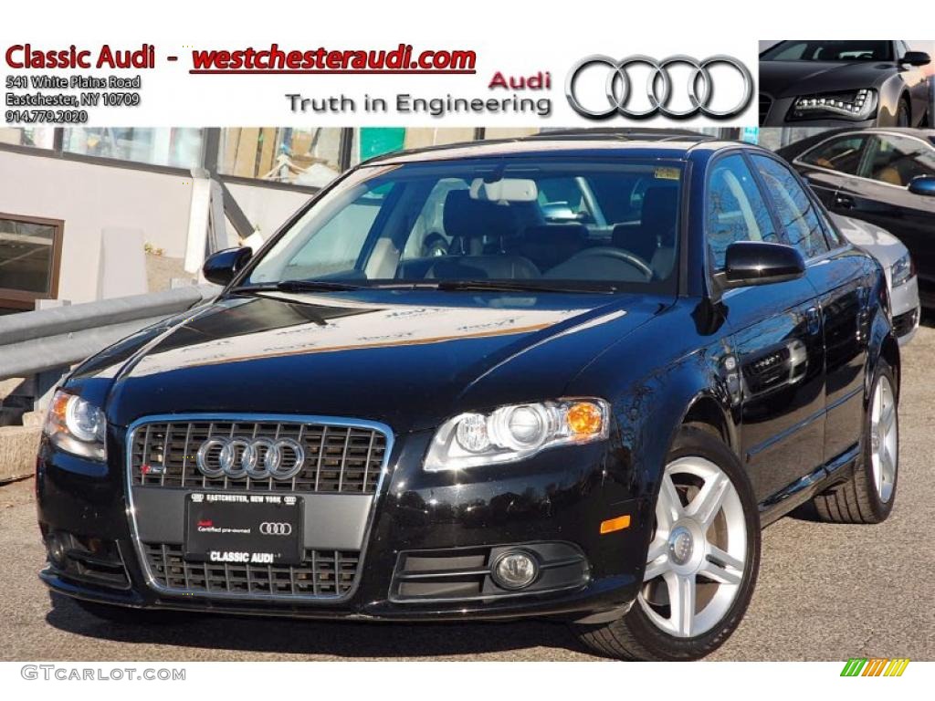 2008 A4 2.0T quattro S-Line Sedan - Brilliant Black / Black photo #1