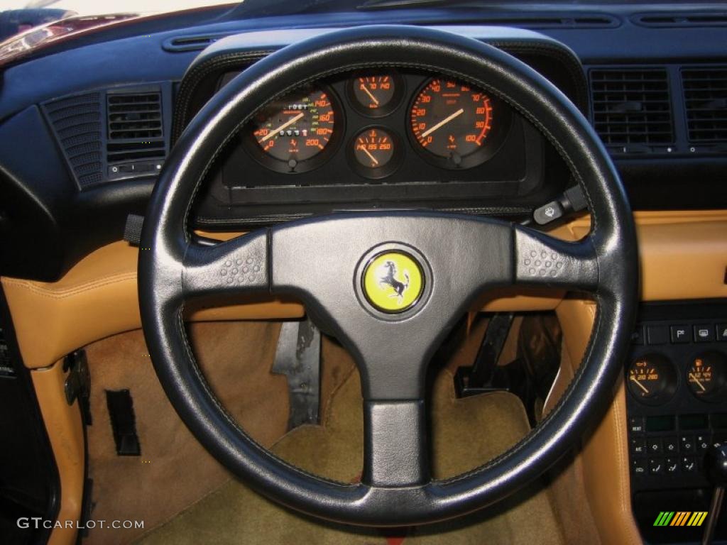 1990 Ferrari 348 TS Tan Steering Wheel Photo #41652581