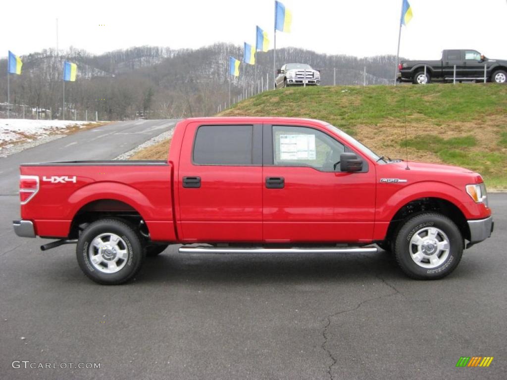 2010 F150 XLT SuperCrew 4x4 - Vermillion Red / Medium Stone photo #5