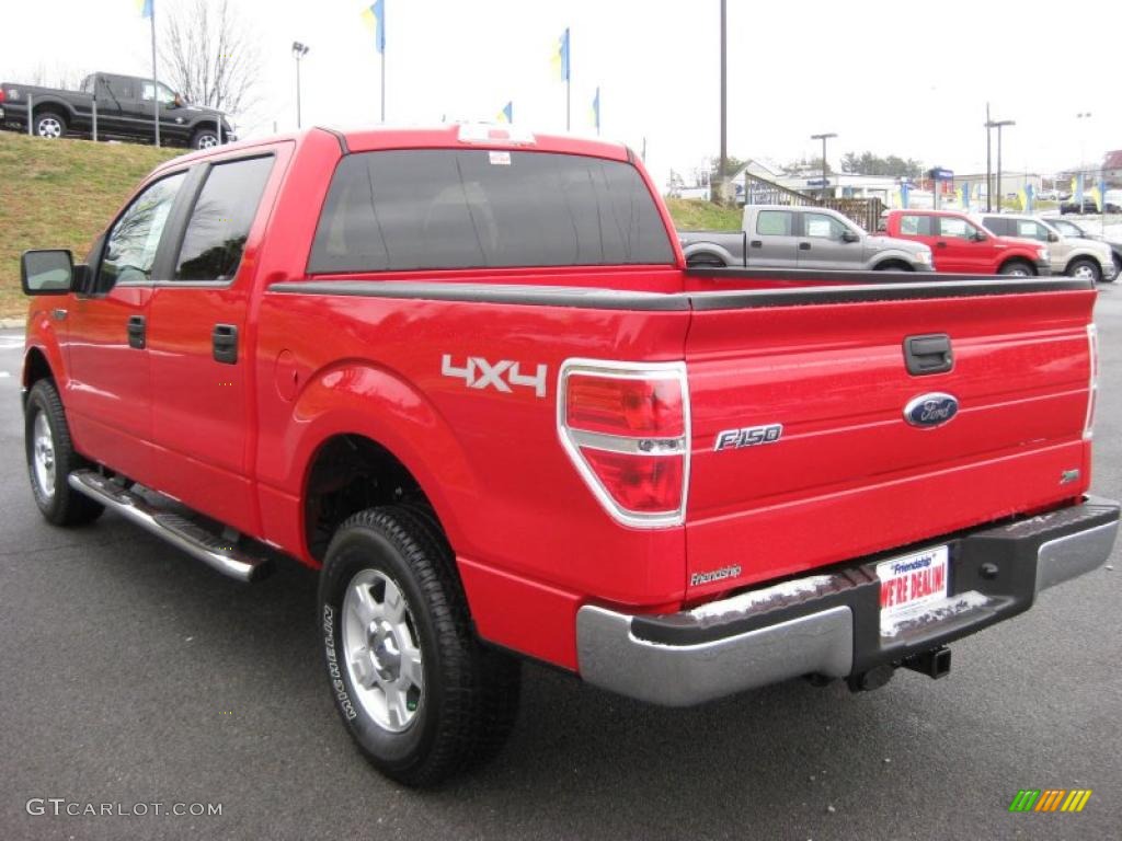 2010 F150 XLT SuperCrew 4x4 - Vermillion Red / Medium Stone photo #8