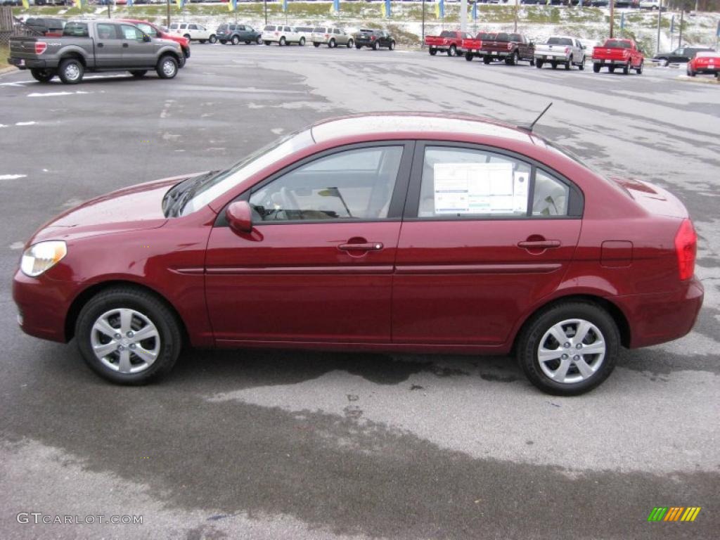 Wine Red Pearl 2011 Hyundai Accent GLS 4 Door Exterior Photo #41664583