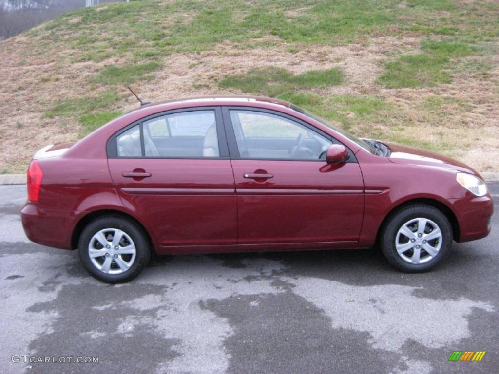 Wine Red Pearl 2011 Hyundai Accent GLS 4 Door Exterior Photo #41664659