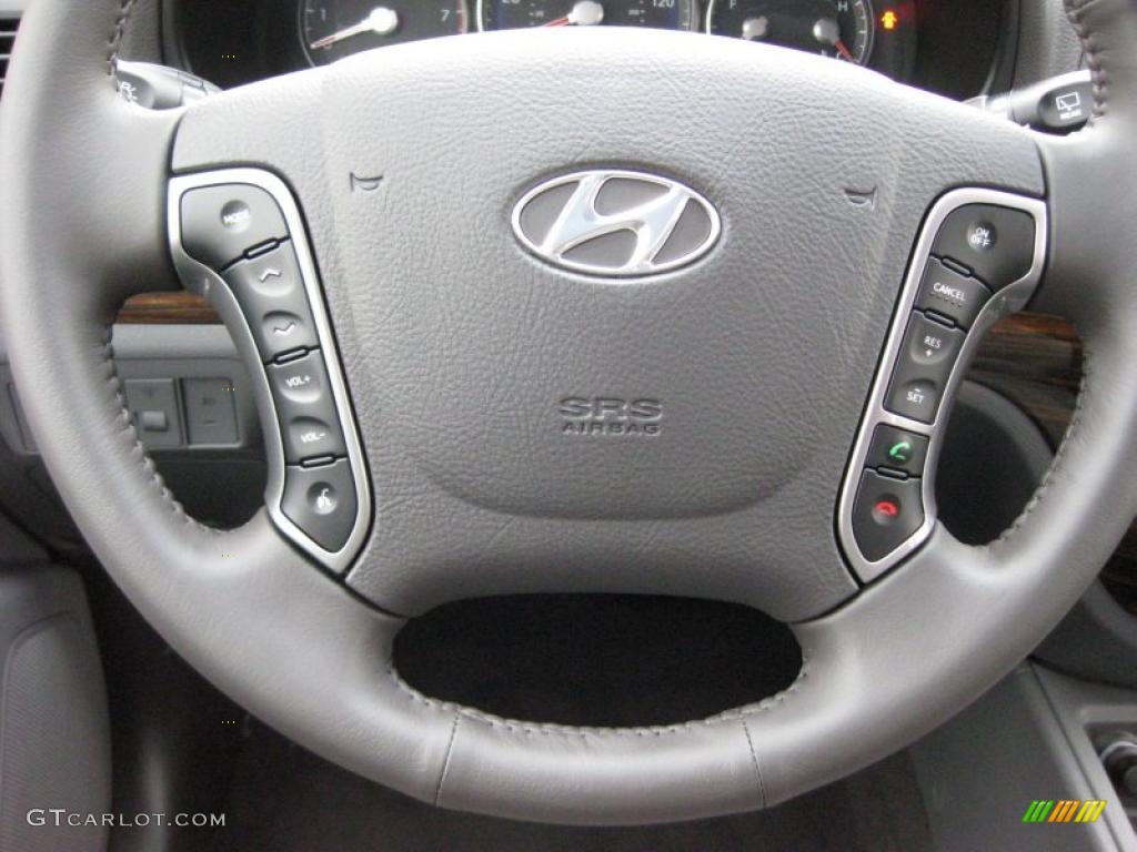 2011 Hyundai Santa Fe SE AWD Gray Steering Wheel Photo #41665491