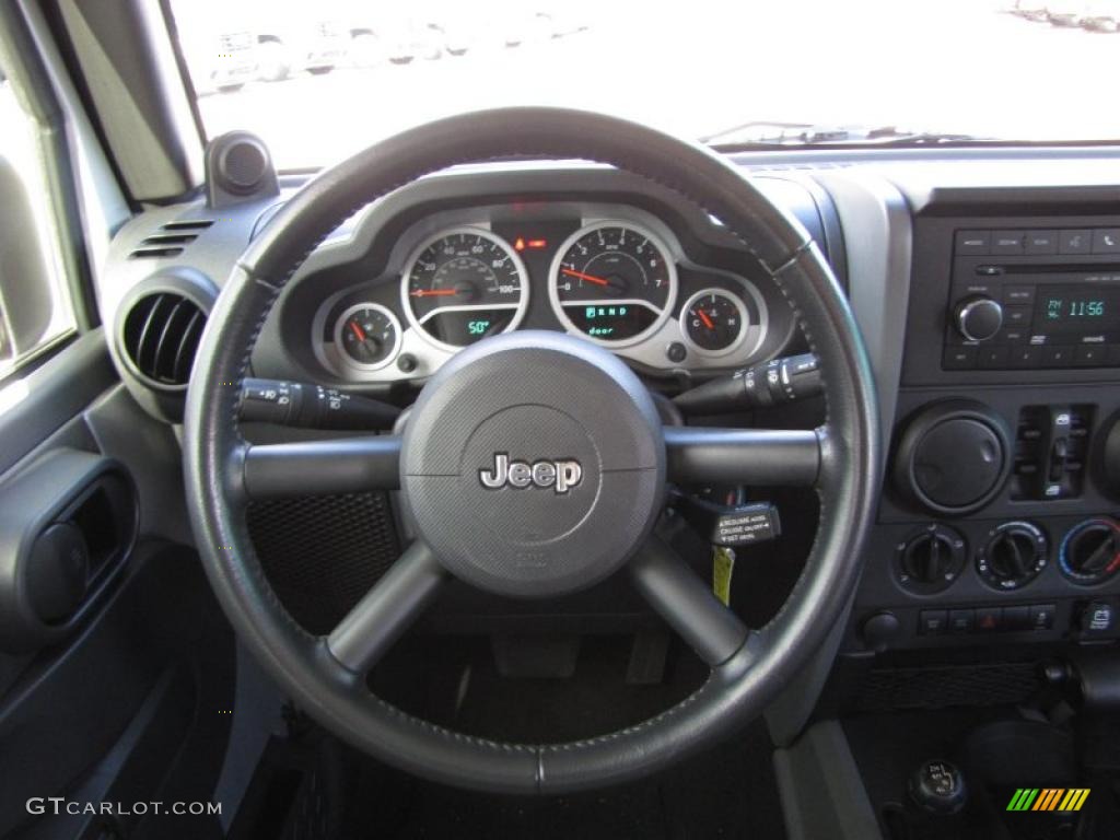 2010 Jeep Wrangler Unlimited Rubicon 4x4 Dark Slate Gray/Medium Slate Gray Steering Wheel Photo #41668988