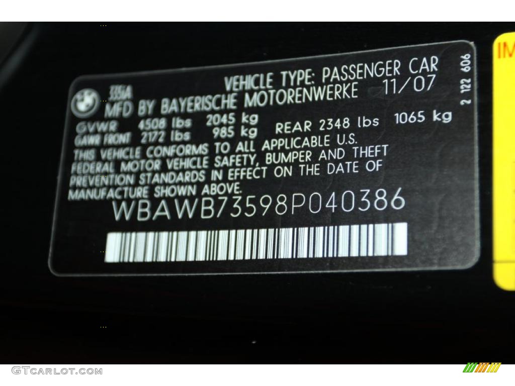 2008 3 Series 335i Coupe - Jet Black / Black photo #8