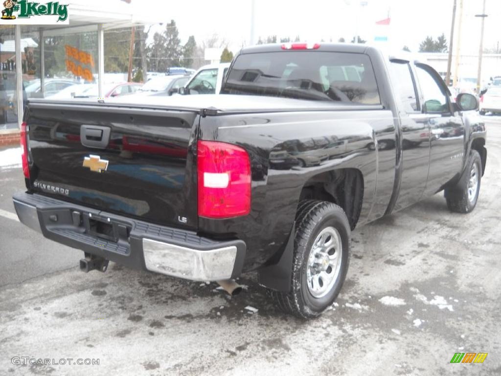 2007 Silverado 1500 LS Extended Cab - Black / Dark Titanium Gray photo #3