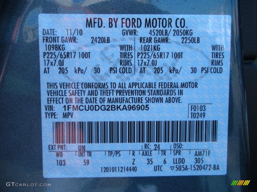 2011 Escape XLT Sport V6 - Steel Blue Metallic / Charcoal Black photo #13