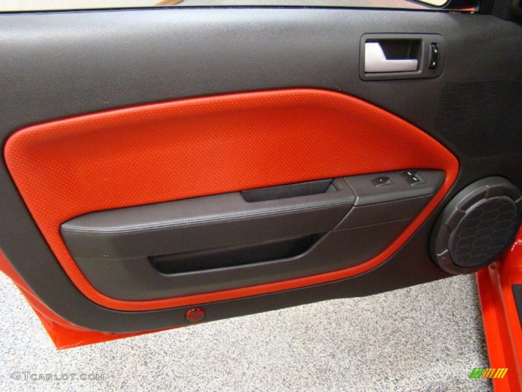 2007 Ford Mustang GT Premium Convertible Black/Red Door Panel Photo #41688009