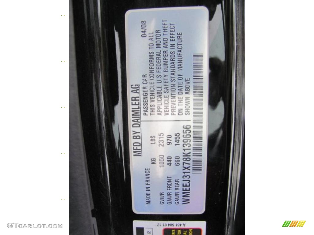 2008 Smart fortwo passion coupe Info Tag Photo #41690461