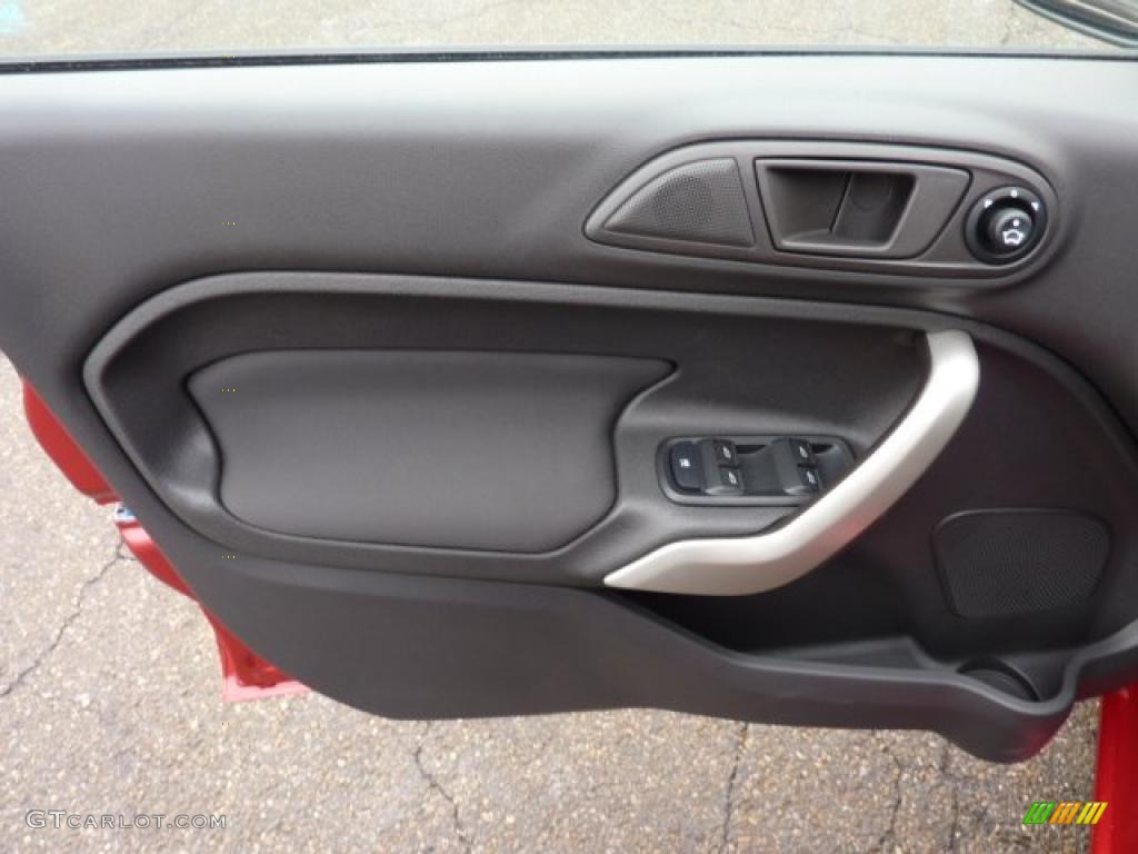 2011 Ford Fiesta SES Hatchback Charcoal Black/Blue Cloth Door Panel Photo #41695673