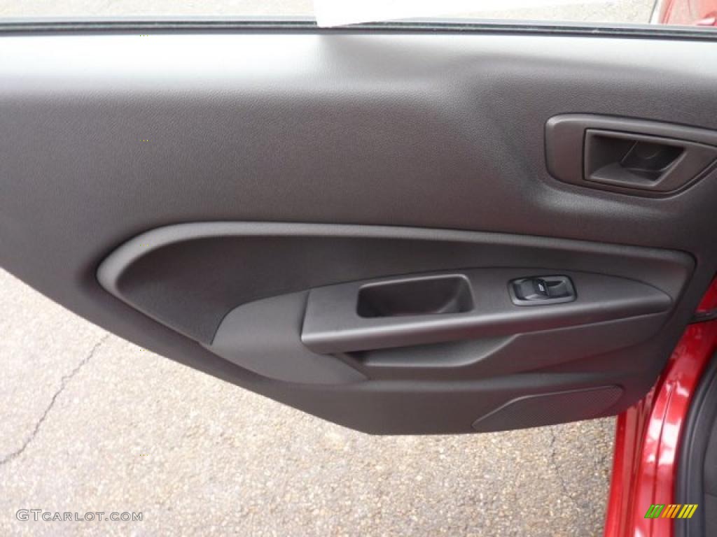 2011 Ford Fiesta SES Hatchback Charcoal Black/Blue Cloth Door Panel Photo #41695685