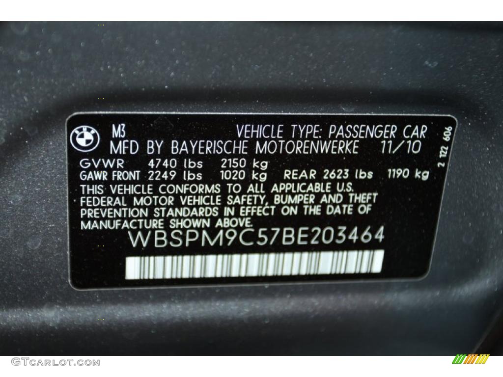 2011 BMW M3 Sedan Info Tag Photo #41717030