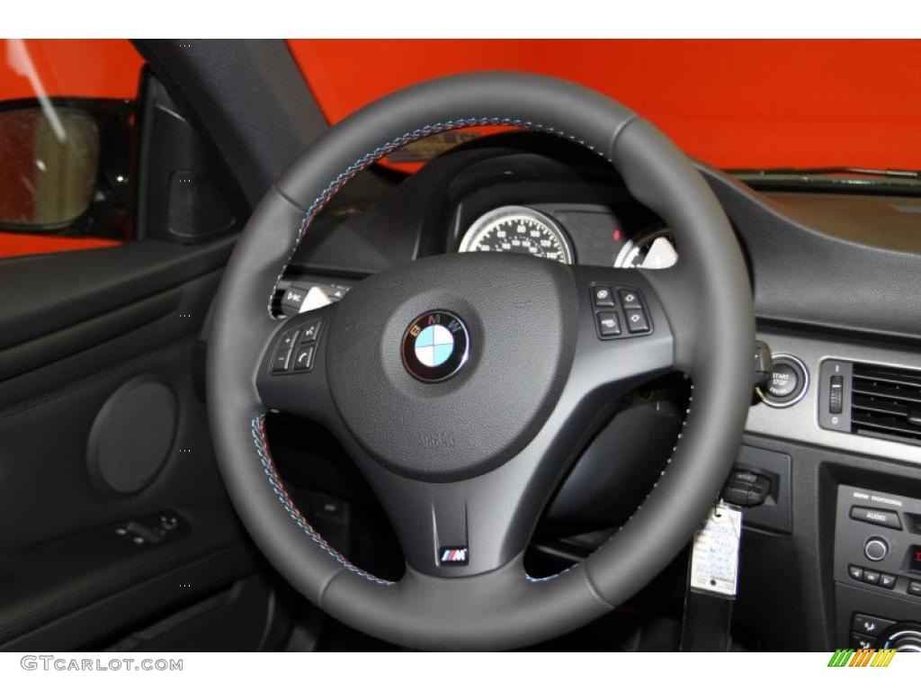 2011 BMW M3 Coupe Black Novillo Leather Steering Wheel Photo #41718250
