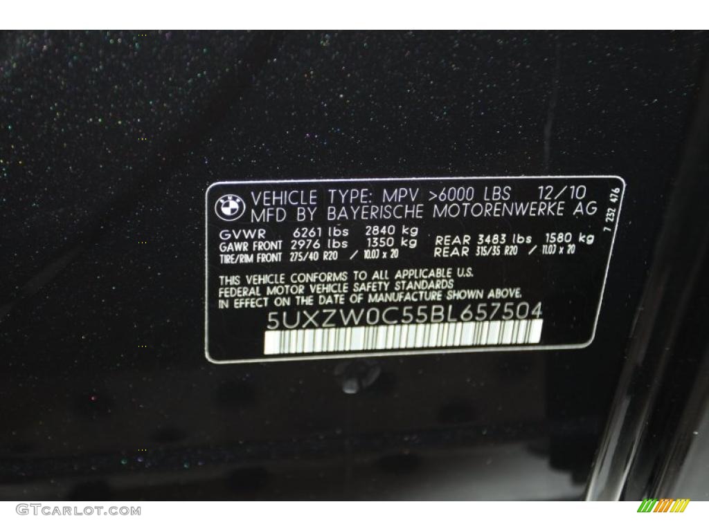 2011 BMW X5 xDrive 35d Info Tag Photo #41719062