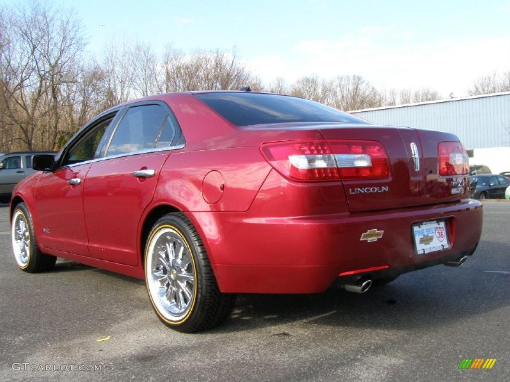 2007 MKZ Sedan - Vivid Red Metallic / Light Stone photo #4