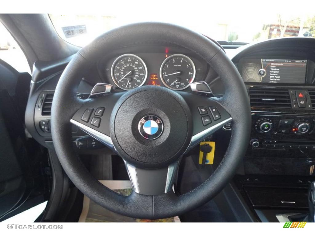 2010 BMW 6 Series 650i Coupe Black Steering Wheel Photo #41739718