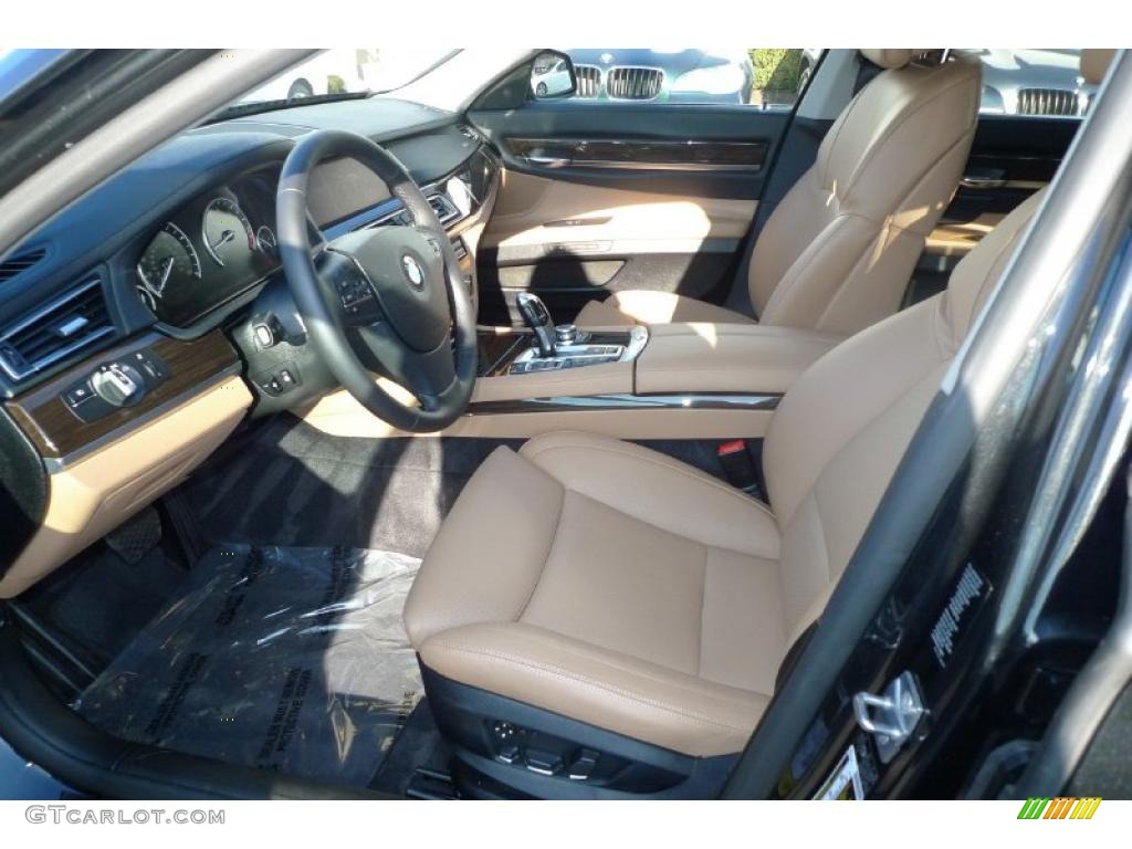 Saddle/Black Nappa Leather Interior 2010 BMW 7 Series 750Li xDrive Sedan Photo #41745455