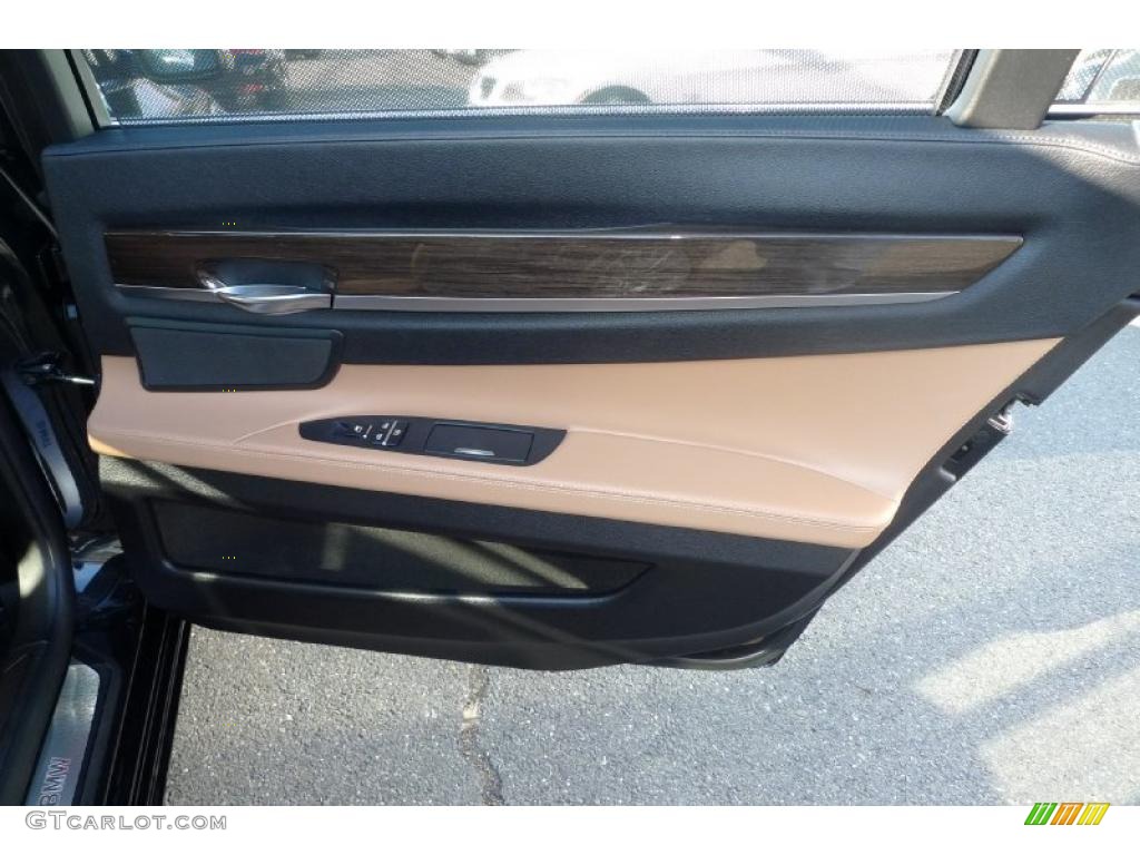 2010 BMW 7 Series 750Li xDrive Sedan Saddle/Black Nappa Leather Door Panel Photo #41745951