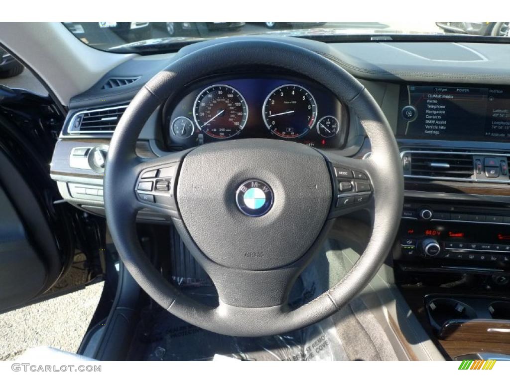 2010 BMW 7 Series 750Li xDrive Sedan Black Nappa Leather Steering Wheel Photo #41746919
