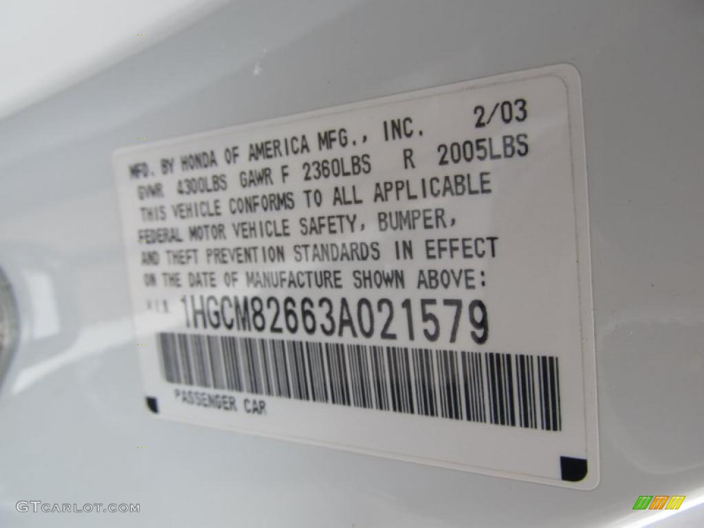 2003 Accord EX V6 Coupe - Taffeta White / Ivory photo #14
