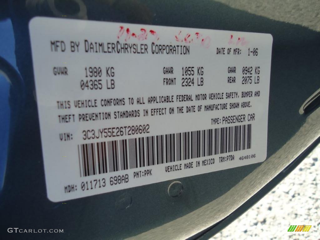 2006 PT Cruiser Color Code PPK for Magnesium Green Pearl Photo #41756856