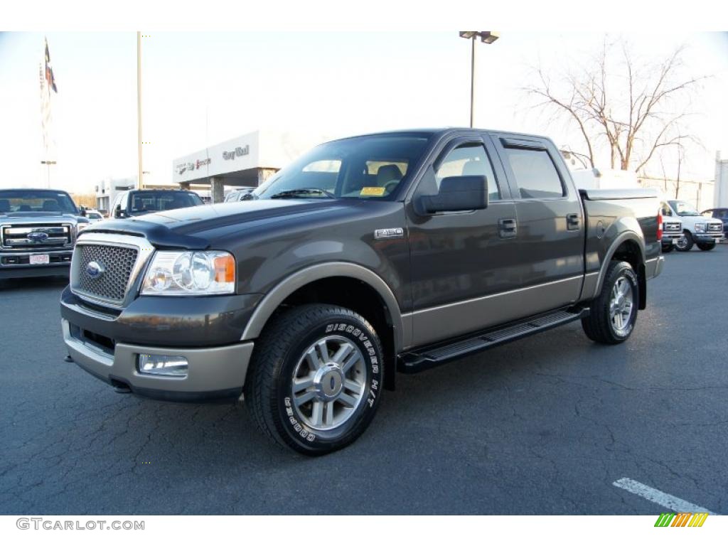 2005 F150 Lariat SuperCrew 4x4 - Dark Stone Metallic / Tan photo #6