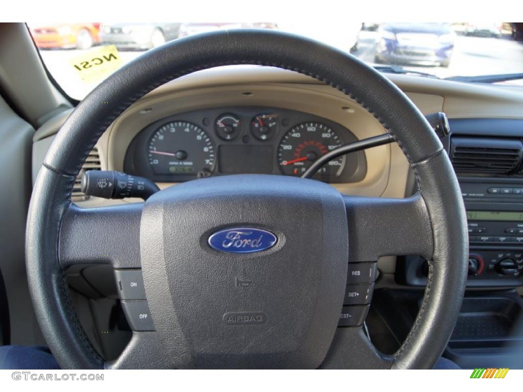 2007 Ford Ranger XLT SuperCab Medium Pebble Tan Steering Wheel Photo #41765065