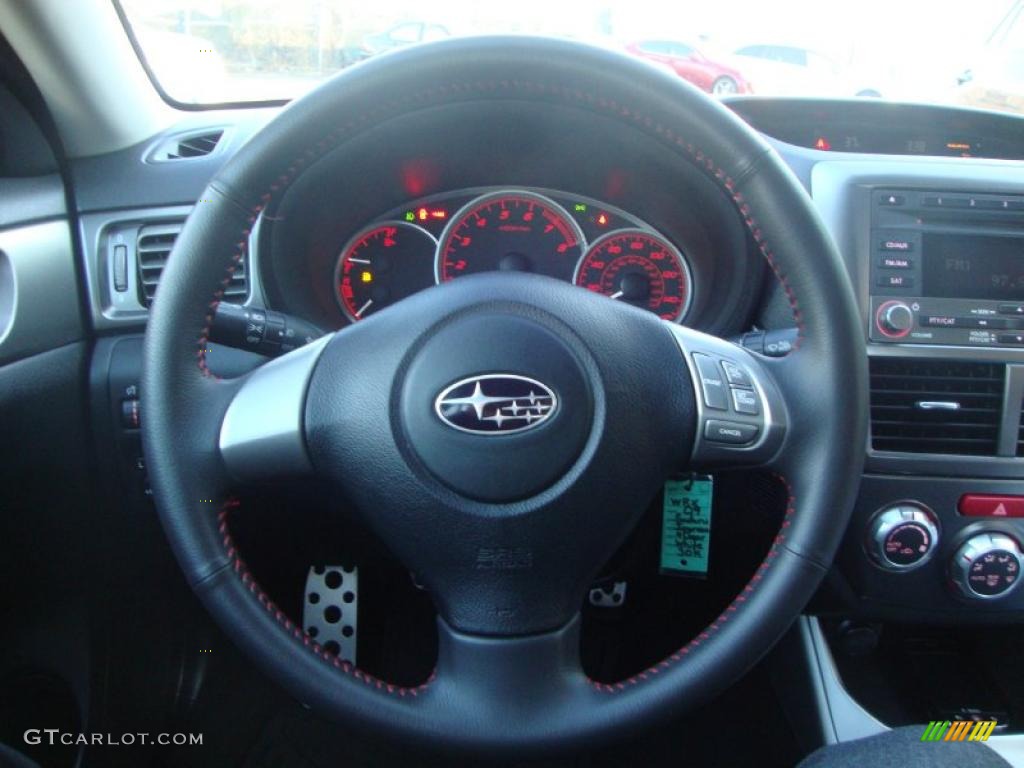 2009 Subaru Impreza WRX Sedan Carbon Black Steering Wheel Photo #41772785