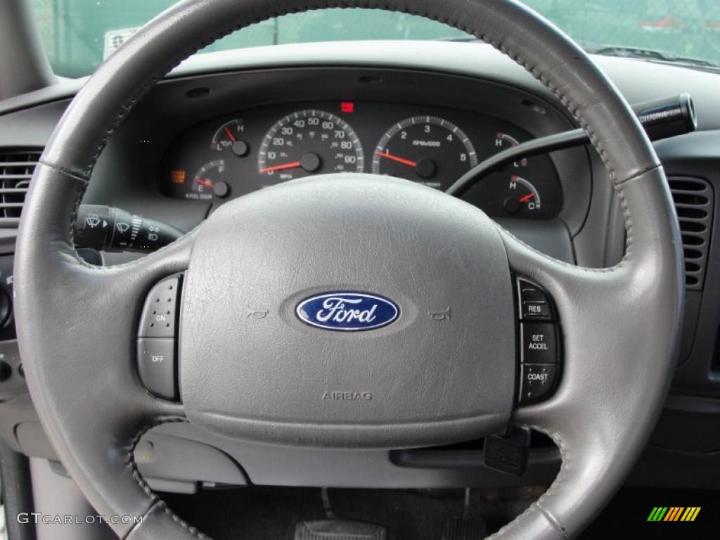 2003 Ford F150 Lariat SuperCrew Medium Graphite Grey Steering Wheel Photo #41775141