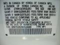 2009 Acura MDX Standard MDX Model Info Tag