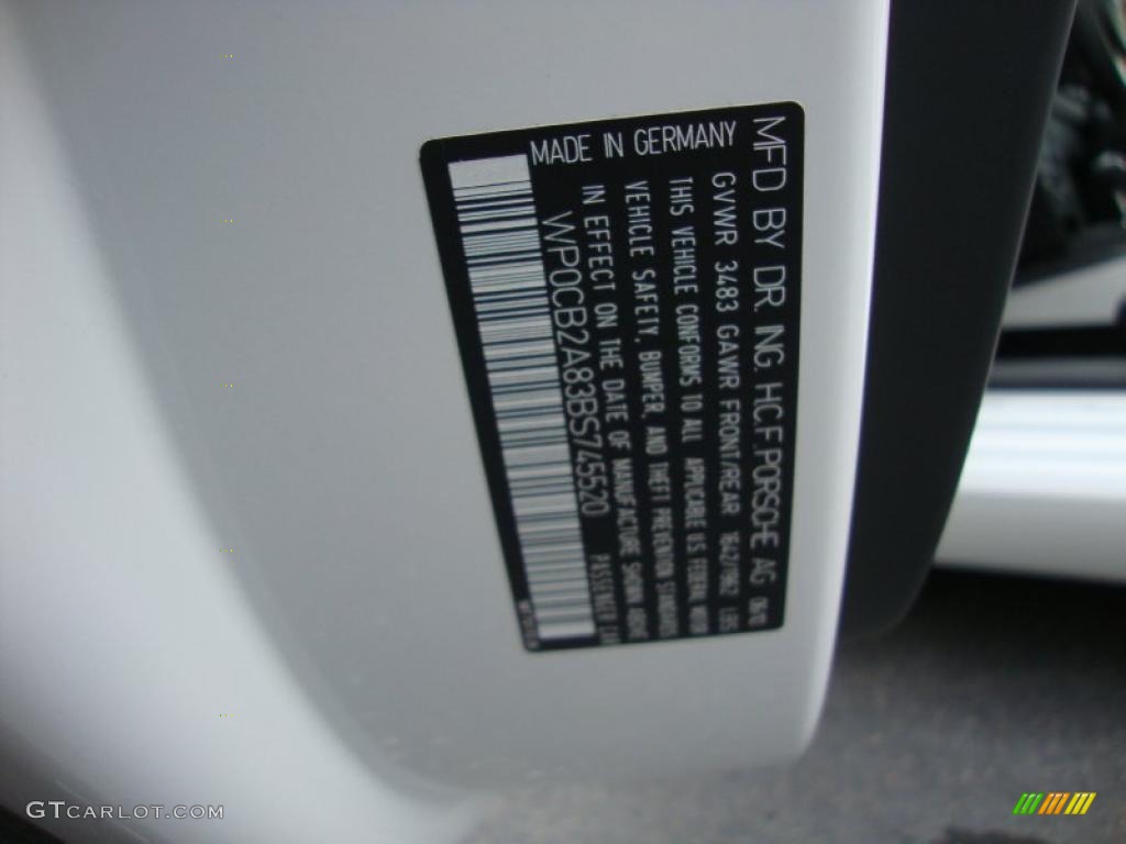 2011 Porsche Boxster Spyder Info Tag Photos