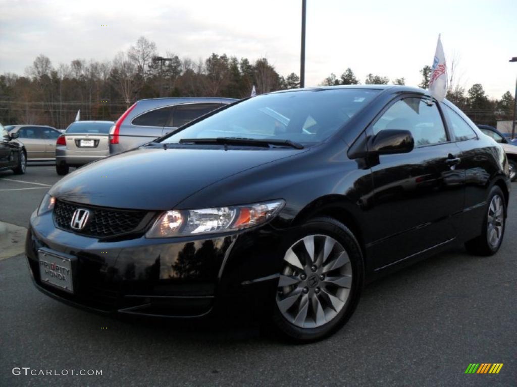 2010 Civic EX Coupe - Crystal Black Pearl / Gray photo #1