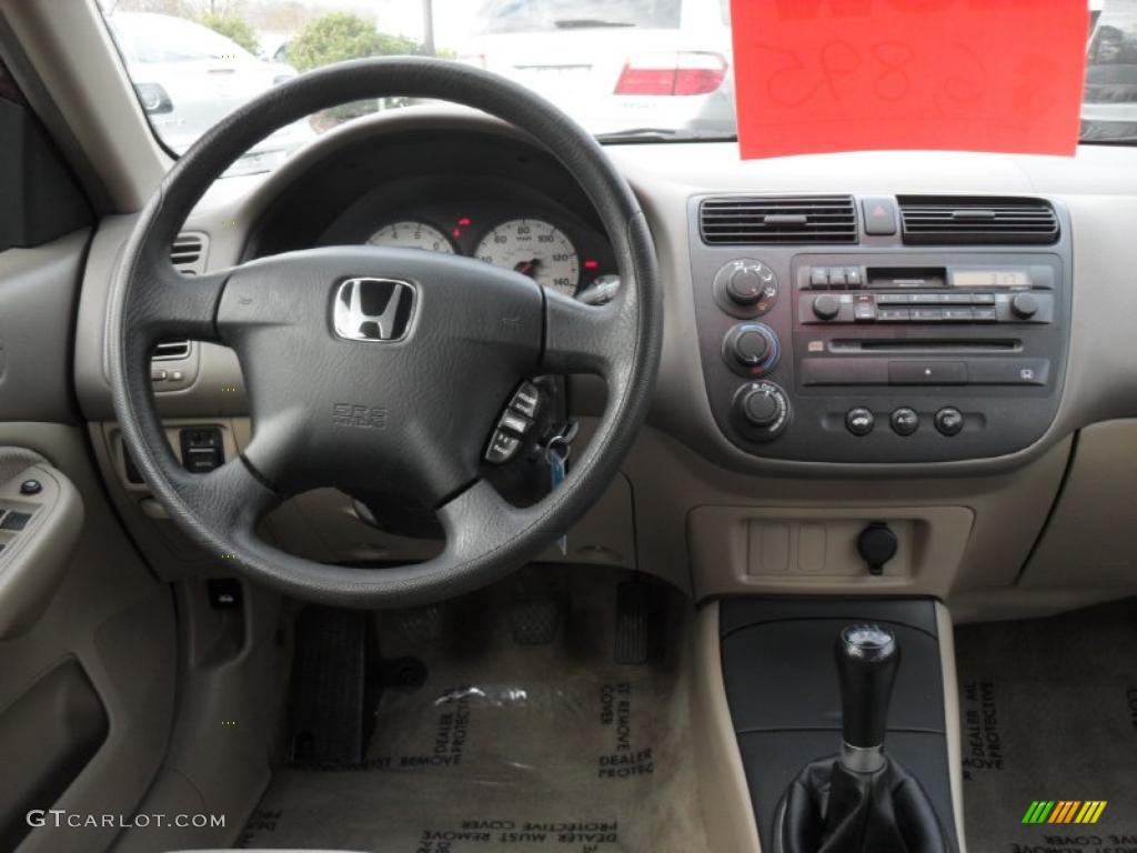 2002 Honda Civic LX Sedan Beige Dashboard Photo #41820975