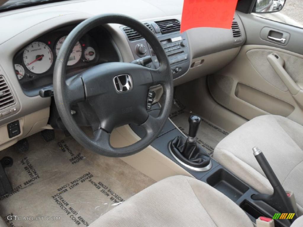 Beige Interior 2002 Honda Civic LX Sedan Photo #41821147