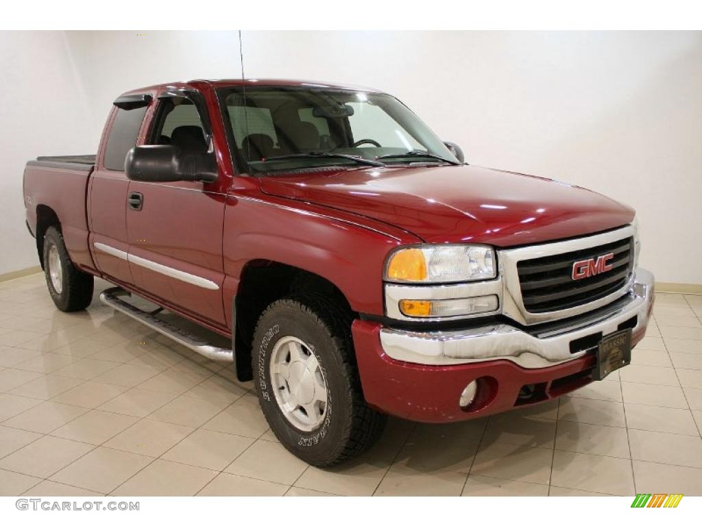 2004 Sierra 1500 SLE Extended Cab 4x4 - Sport Red Metallic / Dark Pewter photo #1