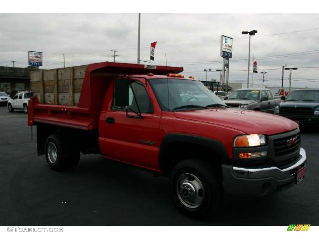 2004 Sierra 3500 SLE Regular Cab 4x4 Dually Dump Truck - Victory Red / Pewter photo #1