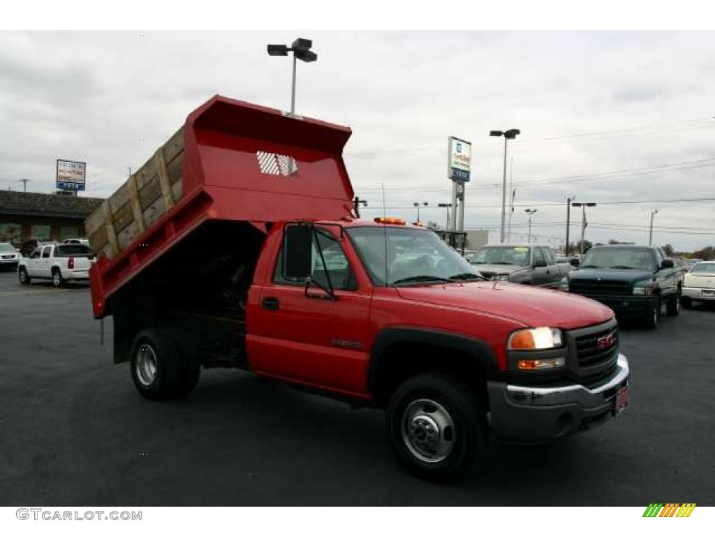 2004 Sierra 3500 SLE Regular Cab 4x4 Dually Dump Truck - Victory Red / Pewter photo #7