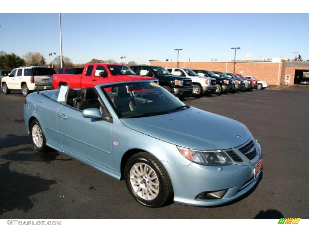 2008 9-3 2.0T Convertible - Ice Blue Metallic / Black photo #1