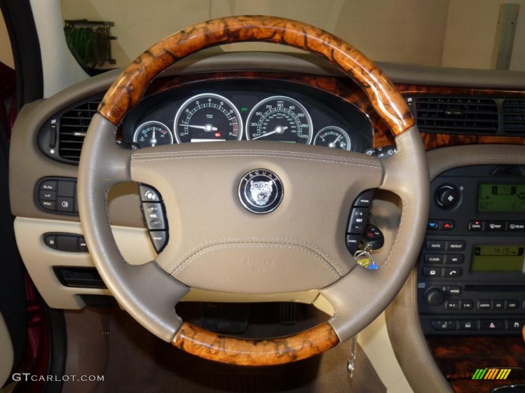 2008 Jaguar S-Type 3.0 Champagne Steering Wheel Photo #41847725