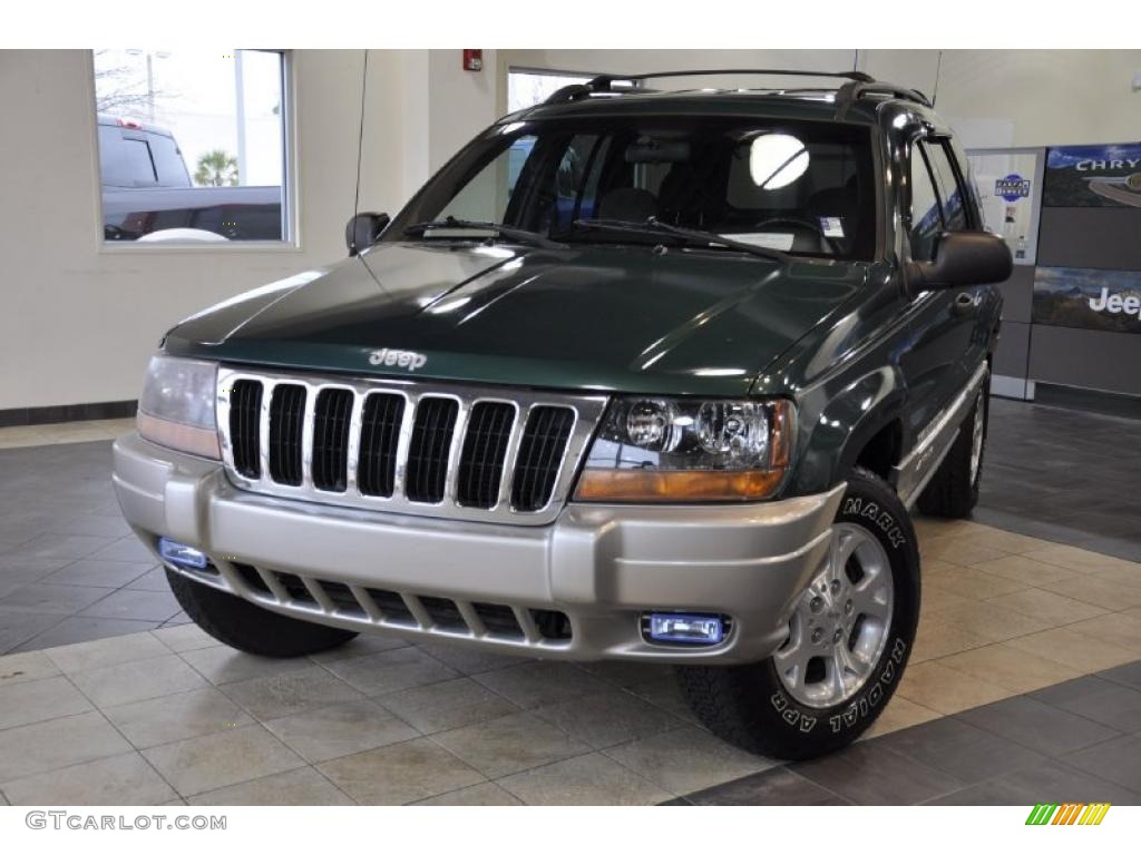 1999 Grand Cherokee Laredo 4x4 - Everglade Green Pearl / Agate photo #2