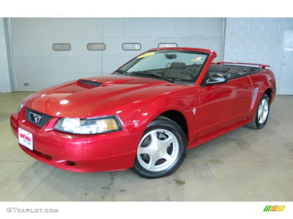 2001 Mustang V6 Convertible - Laser Red Metallic / Dark Charcoal photo #1