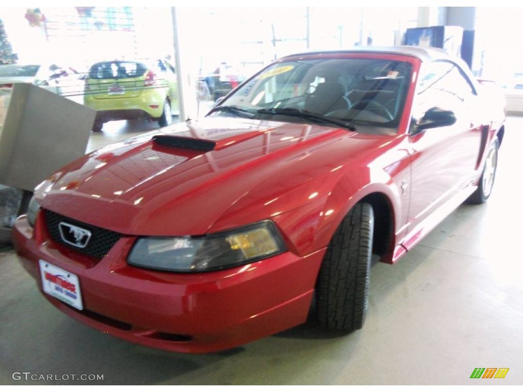 2001 Mustang V6 Convertible - Laser Red Metallic / Dark Charcoal photo #2
