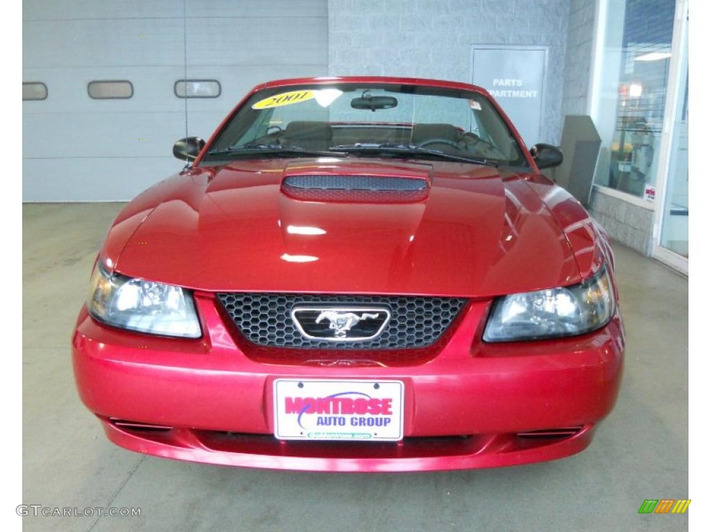 2001 Mustang V6 Convertible - Laser Red Metallic / Dark Charcoal photo #7