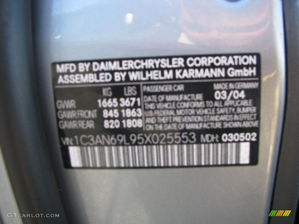 2005 Chrysler Crossfire Limited Coupe Info Tag Photo #41864050