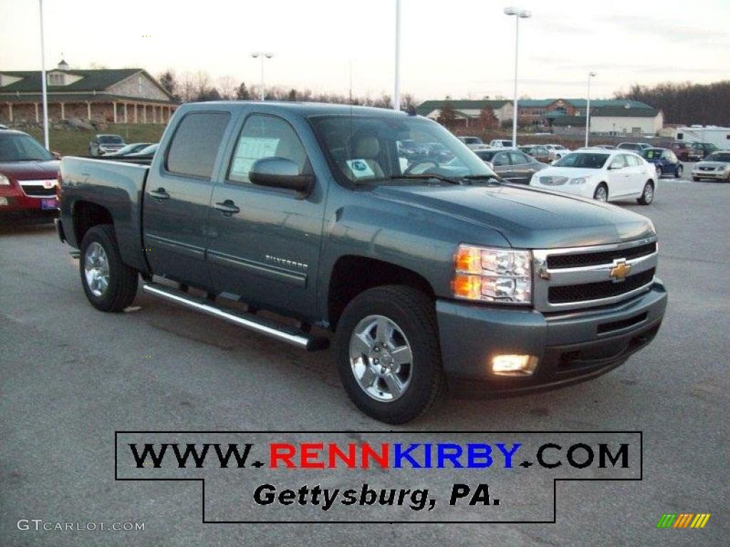 2011 Silverado 1500 LTZ Crew Cab 4x4 - Blue Granite Metallic / Light Titanium/Dark Titanium photo #1