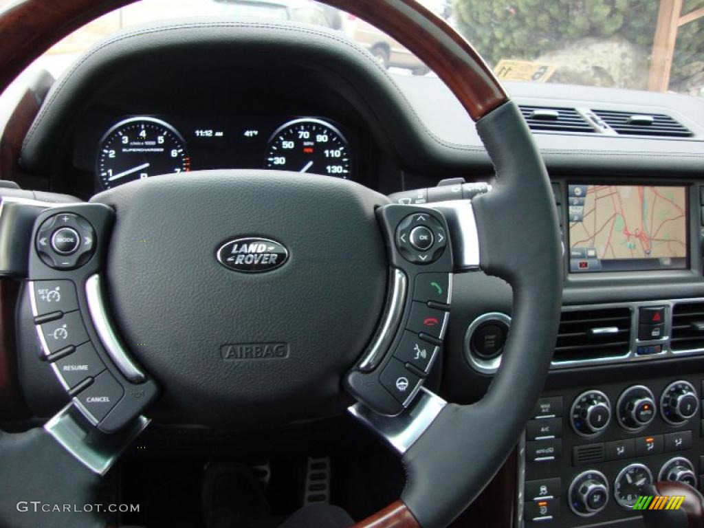 2010 Land Rover Range Rover Supercharged Jet Black Steering Wheel Photo #41868513